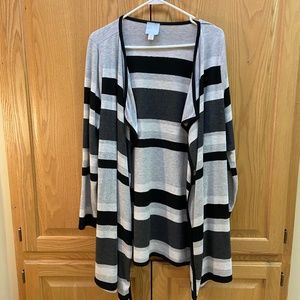 Dressbarn Sunday striped open front cardigan shirt